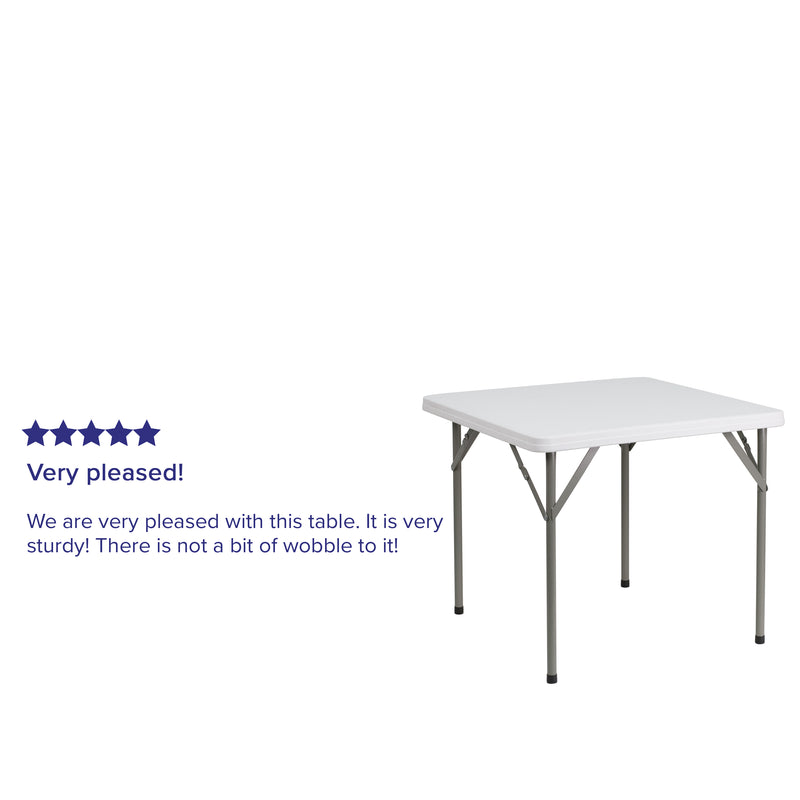 Elon 2.85-Foot Square Granite White Plastic Folding Table