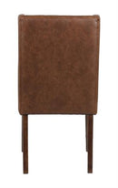 Indoor Tufted Back Oak Wood Chair with Brown Vinyl Seat