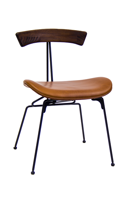 Indoor Metal Chair & Ash Wood back and vinyl seat