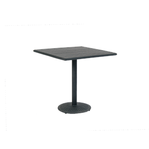 23.5" x 27.5" Indoor/ Outdoor Black Steel Table with Black Imitation Teak Slat Top