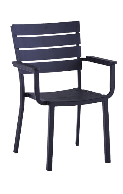 Outdoor Ladder Back Black Metal Armchair