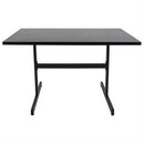 Patio 30" x 48" Black Metal Table with Rectangular Top and T-Leg Base for Outdoor Use