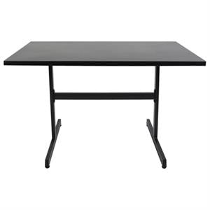 Patio 30" x 48" Black Metal Table with Rectangular Top and T-Leg Base for Outdoor Use