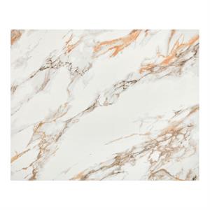 7/8"Thick,Marble White Sintered Stone Table Top with natural veining in shades of gray and warm gold