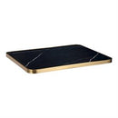 1 1/8" Marble Black Sintered Stone Table Top with Gold Stainless Steel Edge, Indoor/Outdoor Use