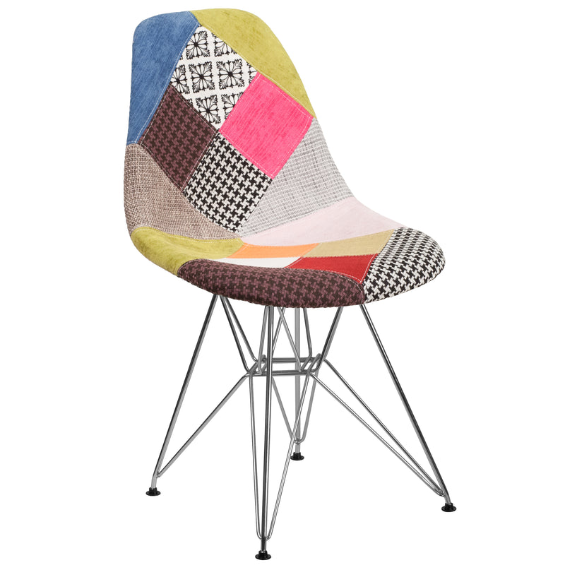 Elon Series Milan Patchwork Fabric Chair with Chrome Base