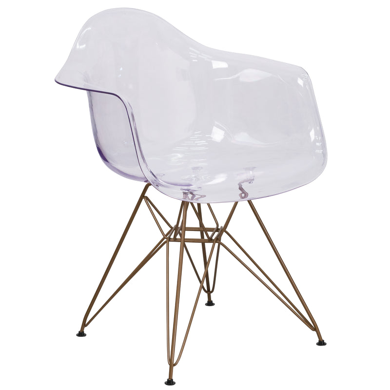 Alonza Series Transparent Side Chair with Gold Base