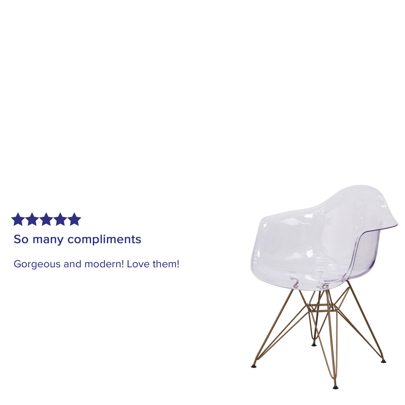 Alonza series transparent side online chair with gold base