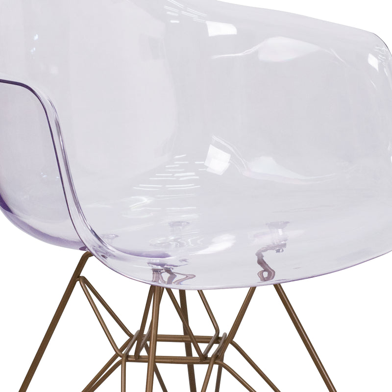 Alonza Series Transparent Side Chair with Gold Base