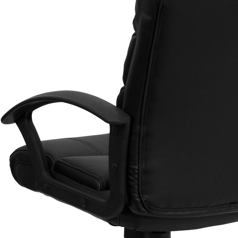 Lane Mid-Back Black LeatherSoft Swivel Task Office Chair with Arms