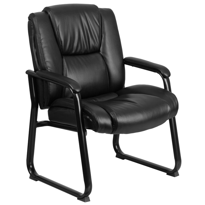 Reception Chairs | Black LeatherSoft Side Chairs for Reception and Office