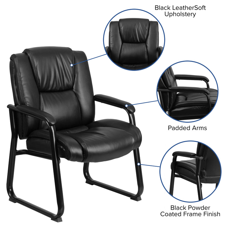 Reception Chairs | Black LeatherSoft Side Chairs for Reception and Office
