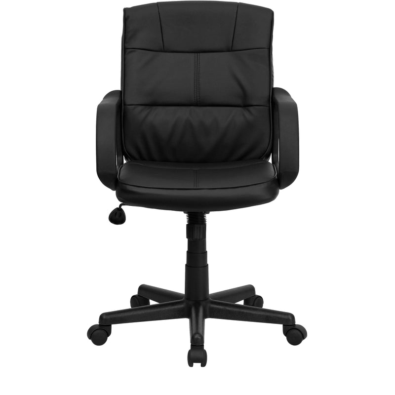 Rider Mid-Back Black LeatherSoft Swivel Task Office Chair with Arms