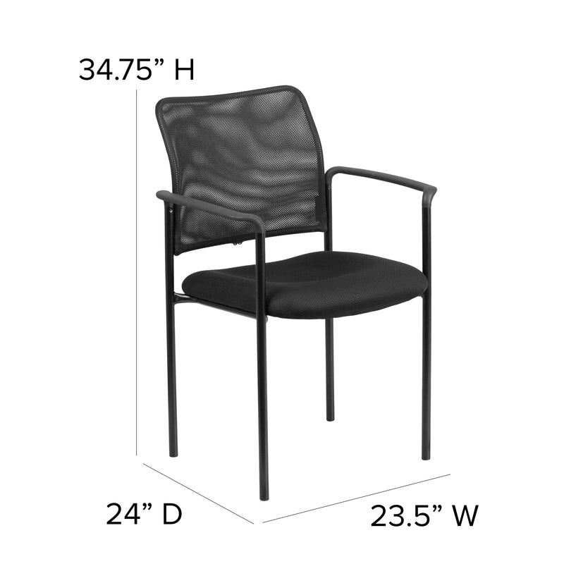 Jana Comfort Black Mesh Stackable Steel Side Chair with Arms