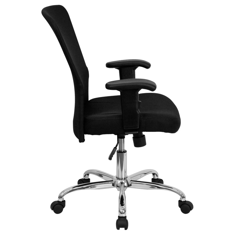 Jasmine Mid-Back Black Mesh Contemporary Swivel Task Office Chair with Chrome Base and Adjustable Arms