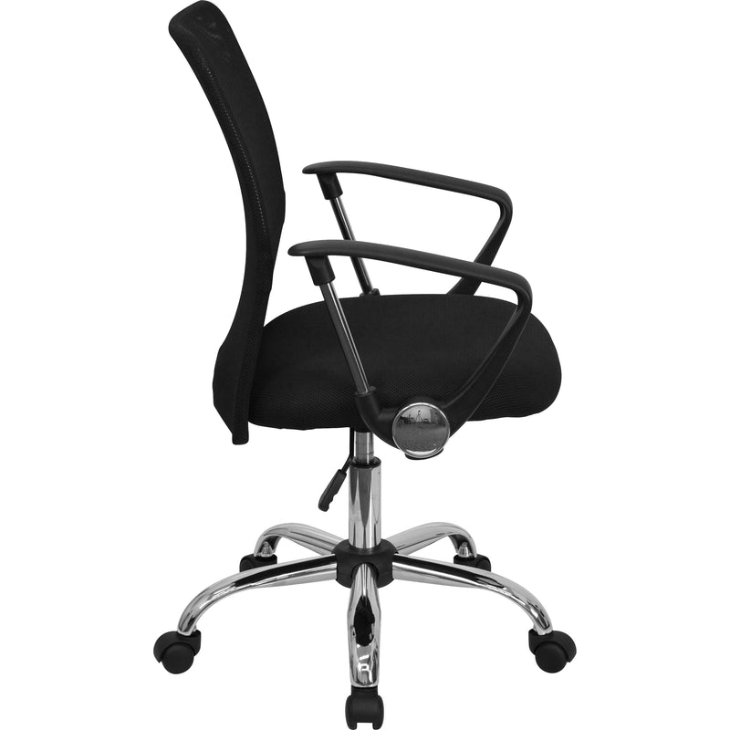 Jenkins Mid-Back Black Mesh Swivel Task Office Chair with Lumbar Support Band and Arms
