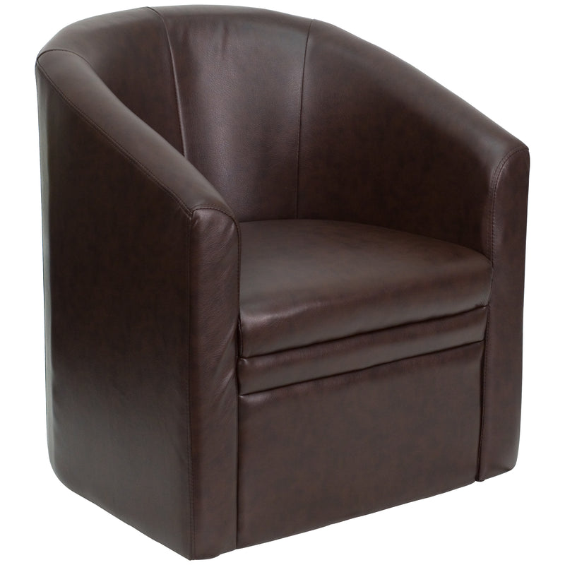 Lauren Brown LeatherSoft Barrel-Shaped Guest Chair