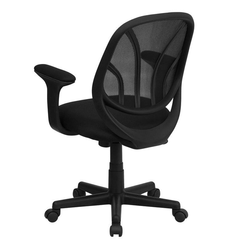 Y-GO Office Chair Mid-Back Black Mesh Swivel Task Office Chair with Arms