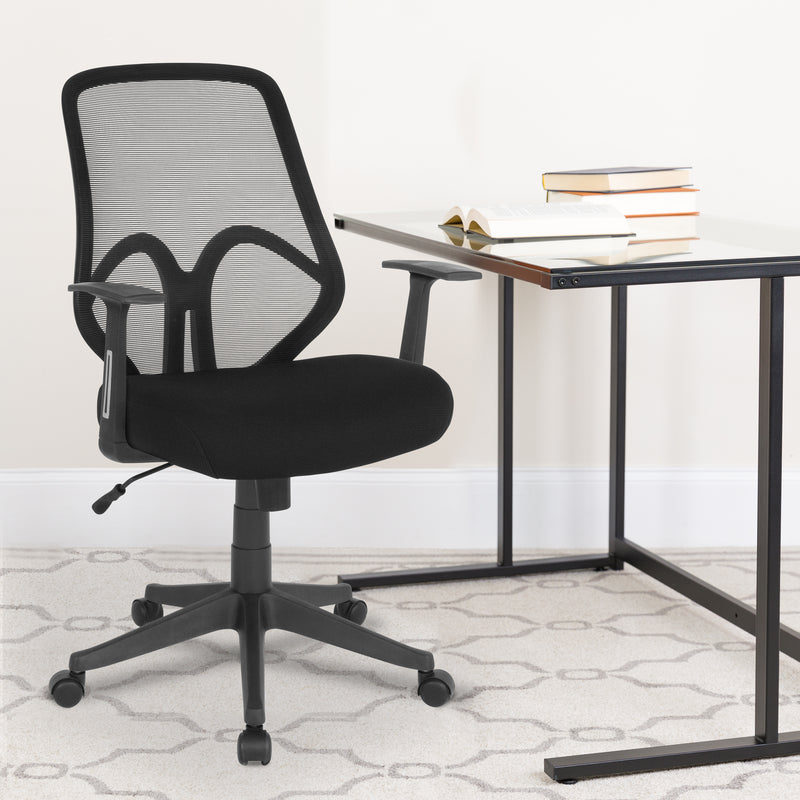 Salerno Series High Back Black Mesh Office Chair with Arms