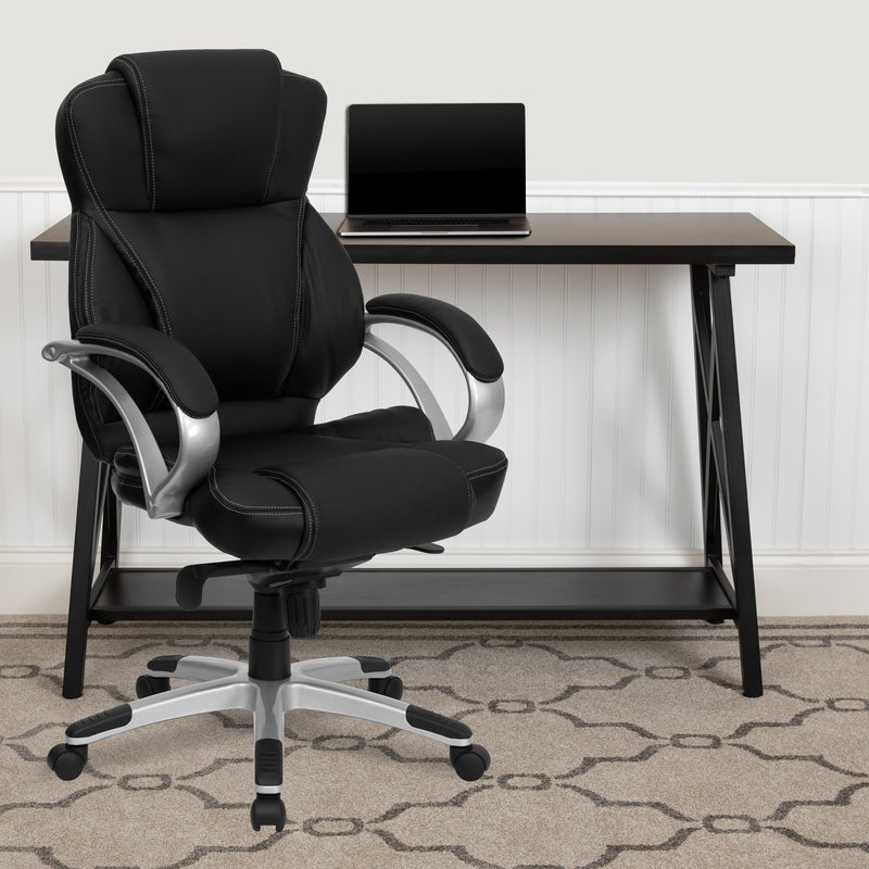 Hawkins High Back Black LeatherSoft Contemporary Executive Swivel Ergonomic Office Chair