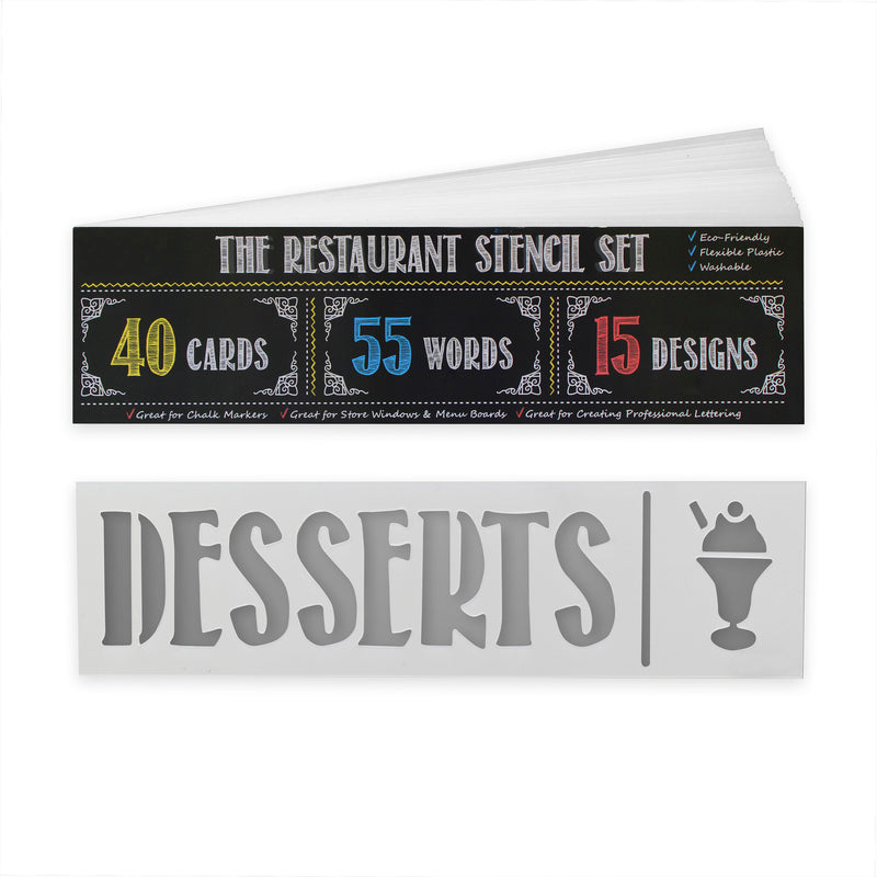 Canterbury Reusable Restaurant Stencil Set Use with Dry Erase Markers, Liquid Chalk Markers or Regular Markers