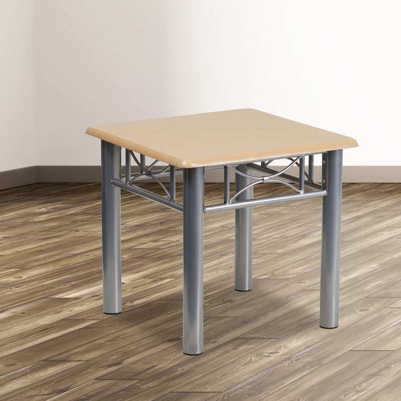 Troy Natural Laminate End Table with Silver Steel Frame