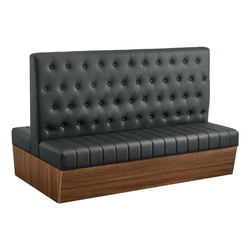 Melamine Frame Double Booth with Black Tufted Vinyl Seat & Back, 72" L