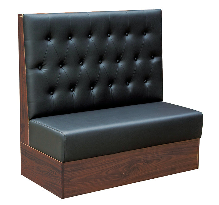 Single Booth in Melamine Frame with Black Tufted Vinyl Back, 47.2 x 23.6 x 46