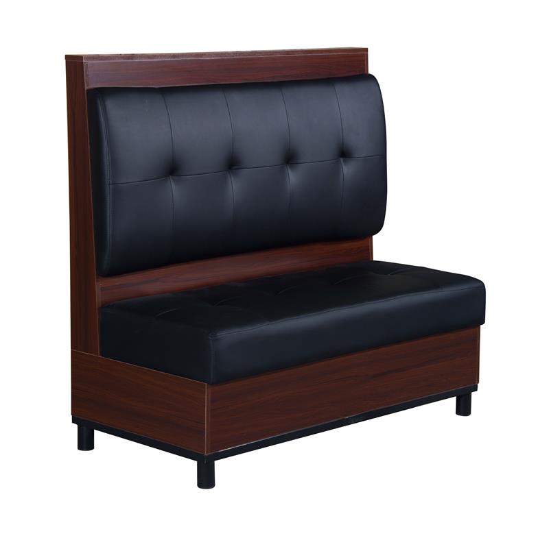 Single Booth in Melamine Frame with Black Vinyl Back&Seat, Iron Base, 47.2"x 23.6"x 46"