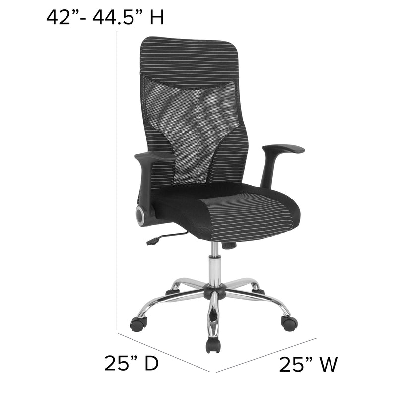 Milford High Back Ergonomic Office Chair with Contemporary Mesh Design in Black and White