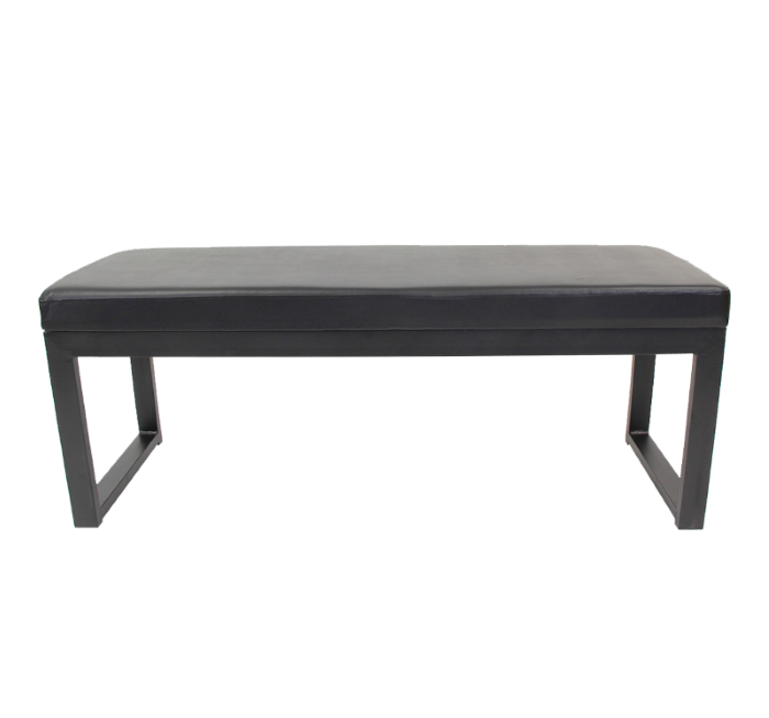 Metal Waiting Bench w/ Vinyl Seat in Black