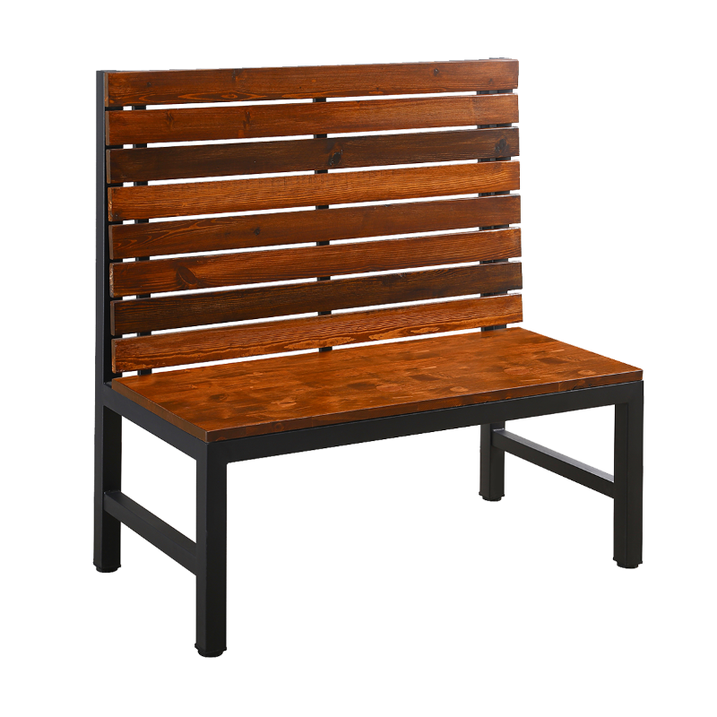 Metal Single Booth w/ Pinewood Slat Seat & Back, MBS-46-3