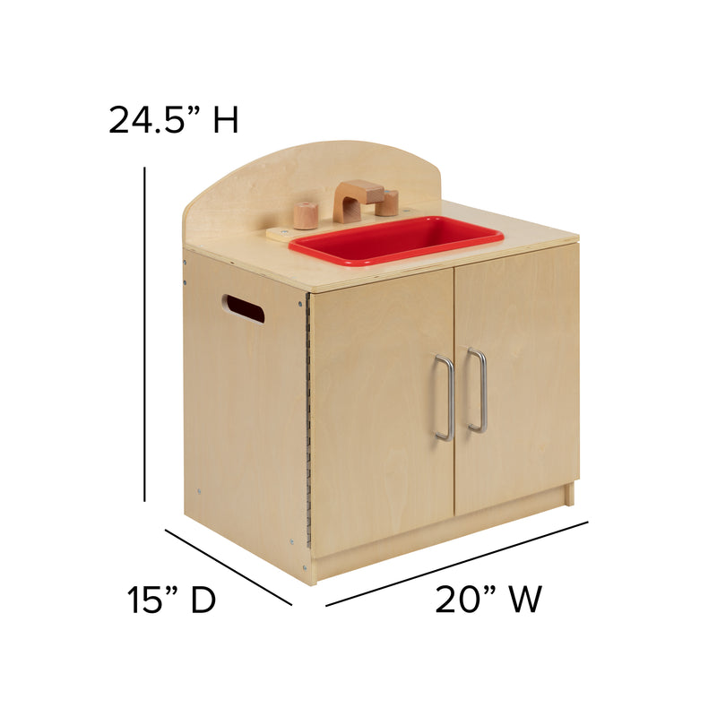 Hercules Children's Wooden Kitchen Sink for Commercial or Home Use - Safe, Kid Friendly Design