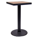 24"X24" Indoor/ Outdoor Bar Height Black Steel Table with Imitation Teak Slat Top