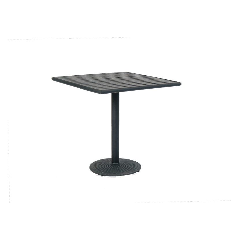 27.5" x 27.5" Indoor/ Outdoor Black Steel Table with Black Imitation Teak Slat Top