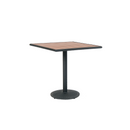 27.5" x 27.5" Indoor/ Outdoor Black Steel Table with Imitation Teak Slat Top