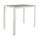 30"x48" Indoor/ Outdoor White Steel Bar-Height Table with Light Grey Imitation Teak Slat Top
