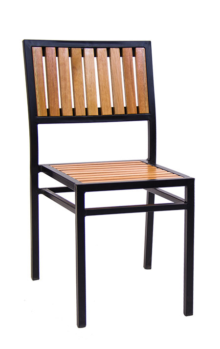 Black Steel Chair with Rosewood Seat and Back