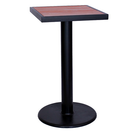 24"x24" Black Steel Bar Height Table & Rosewood Slat top