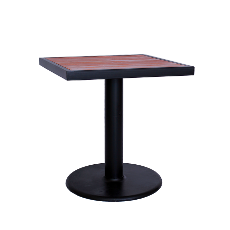 24"x30" Indoor/ Outdoor Black Steel Table & Rosewood Slat top