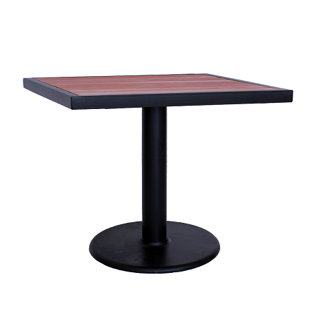 30"x30" Indoor/ Outdoor Black Steel Table & Rosewood Slat top
