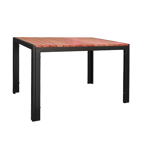 30"x48" Indoor/ Outdoor Black Steel Table & Rosewood Slat top