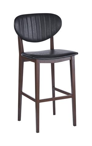 Metal Barstool with Black Vinyl Seat & Back In Imitation Wood Finish, Indoor Use