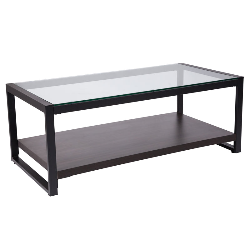 Rosedale Glass Coffee Table with Black Metal Frame