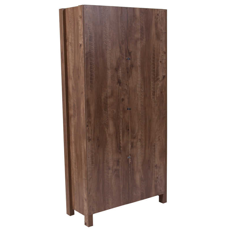 New Lancaster Collection 59.5"H 6 Cube Storage Organizer Bookcase with Metal Cabinet Doors in Crosscut Oak Wood Grain Finish