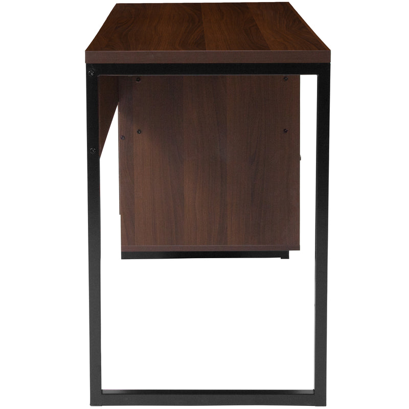 Northbrook Rustic Coffee Wood Grain Finish Computer Desk with Black Metal Frame