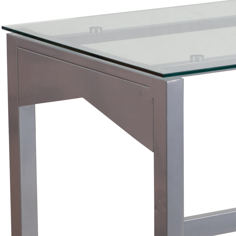 Jayden Contemporary Clear Tempered Glass Desk with Geometric Sides