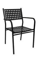 Metal Patio Stack Chair w/ Armrest, Black-4