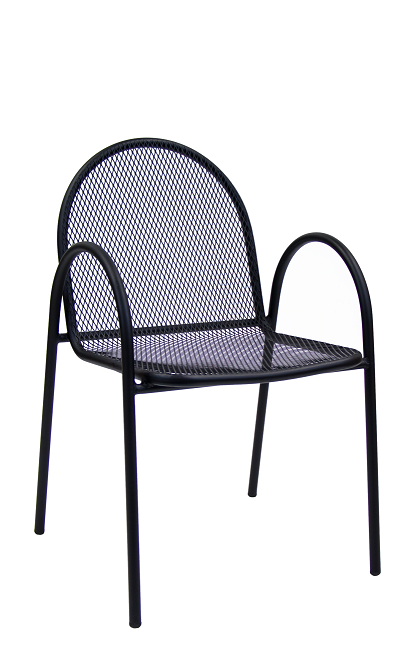 Outdoor Mesh Black Metal Armchair