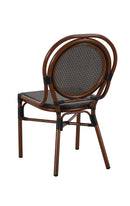 Outdoor Aluminum Patio Chair with Charcoal Poly Weave and Walnut Finish